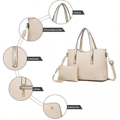 Easy Luggage S1719 - Miss Lulu PU Leather Handbag & Purse - Beige