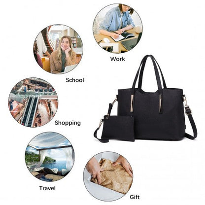 Easy Luggage S1719 - Miss Lulu PU Leather Handbag & Purse - Black