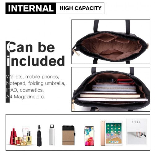 Easy Luggage S1719 - Miss Lulu PU Leather Handbag & Purse - Black