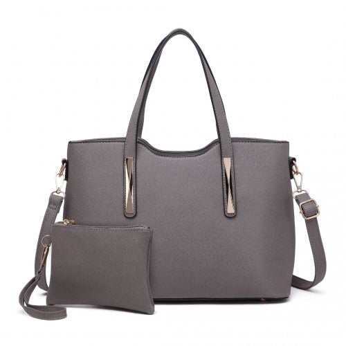 Easy Luggage S1719 - Miss Lulu Pu Leather Handbag & Purse - Grey