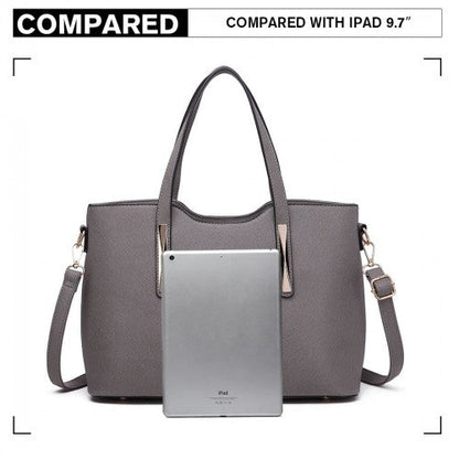 Easy Luggage S1719 - Miss Lulu Pu Leather Handbag & Purse - Grey