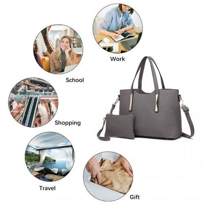 Easy Luggage S1719 - Miss Lulu Pu Leather Handbag & Purse - Grey