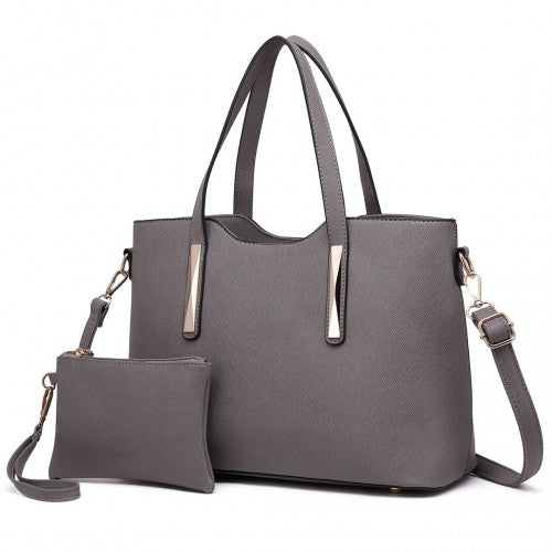 Easy Luggage S1719 - Miss Lulu Pu Leather Handbag & Purse - Grey