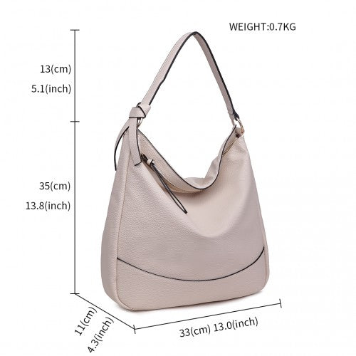 Easy Luggage S1761 BG - Midium Size Miss Lulu Leather Look Slouch Hobo Shoulder Tote Bag Beige