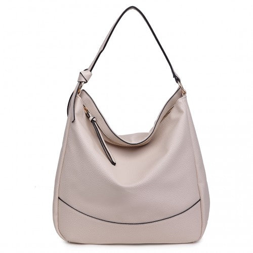 Easy Luggage S1761 BG - Midium Size Miss Lulu Leather Look Slouch Hobo Shoulder Tote Bag Beige