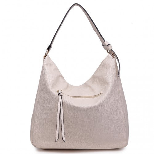 Easy Luggage S1761 BG - Midium Size Miss Lulu Leather Look Slouch Hobo Shoulder Tote Bag Beige