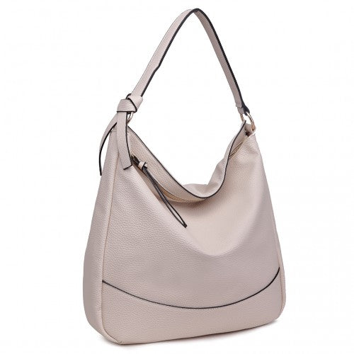 Easy Luggage S1761 BG - Midium Size Miss Lulu Leather Look Slouch Hobo Shoulder Tote Bag Beige