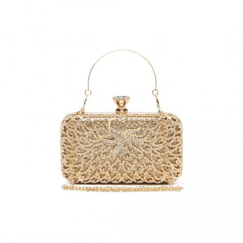 Easy Luggage S2227 - Miss Lulu Sparkling Classical Women Clutch Purse Evening Bag - Gold