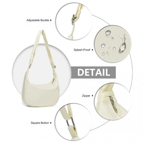 Easy Luggage S2314 - Water-resistant Portable Crescent Shoulder Cross Body Bag - Beige