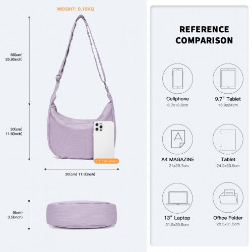 Easy Luggage S2314 - Water-resistant Portable Crescent Shoulder Cross Body Bag - Purple