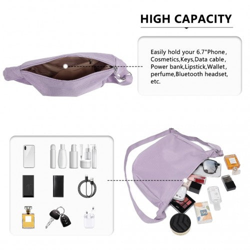 Easy Luggage S2314 - Water-resistant Portable Crescent Shoulder Cross Body Bag - Purple