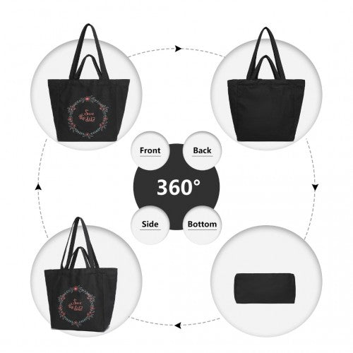Easy Luggage S2316 - Durable Canvas Shopping Shoulder Bag - Black